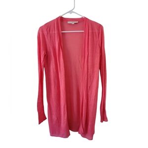 Loft Coral Lightweight Open Front Cardigan
